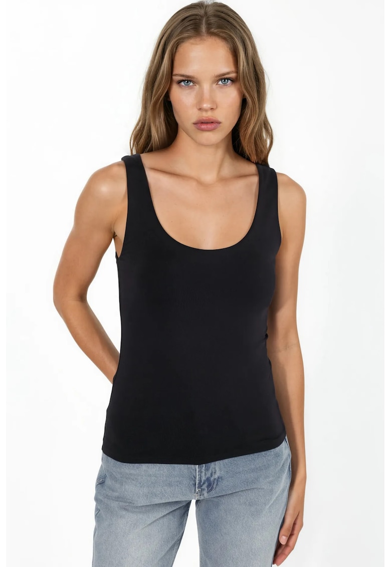 Maiou Top Cami tricotat - Negru - Jerseu - Fara maneca