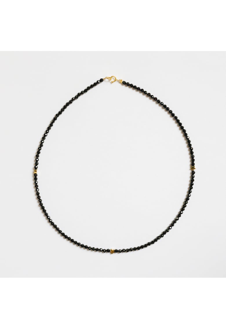 Colier handmade - realizat din pietre semipretioase spinel - stele din hematit - accesorii argint925