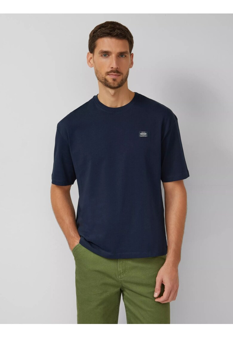 Tricou barbati - din jerseu gros de bumbac - Modern fit - Bleumarin inchis -