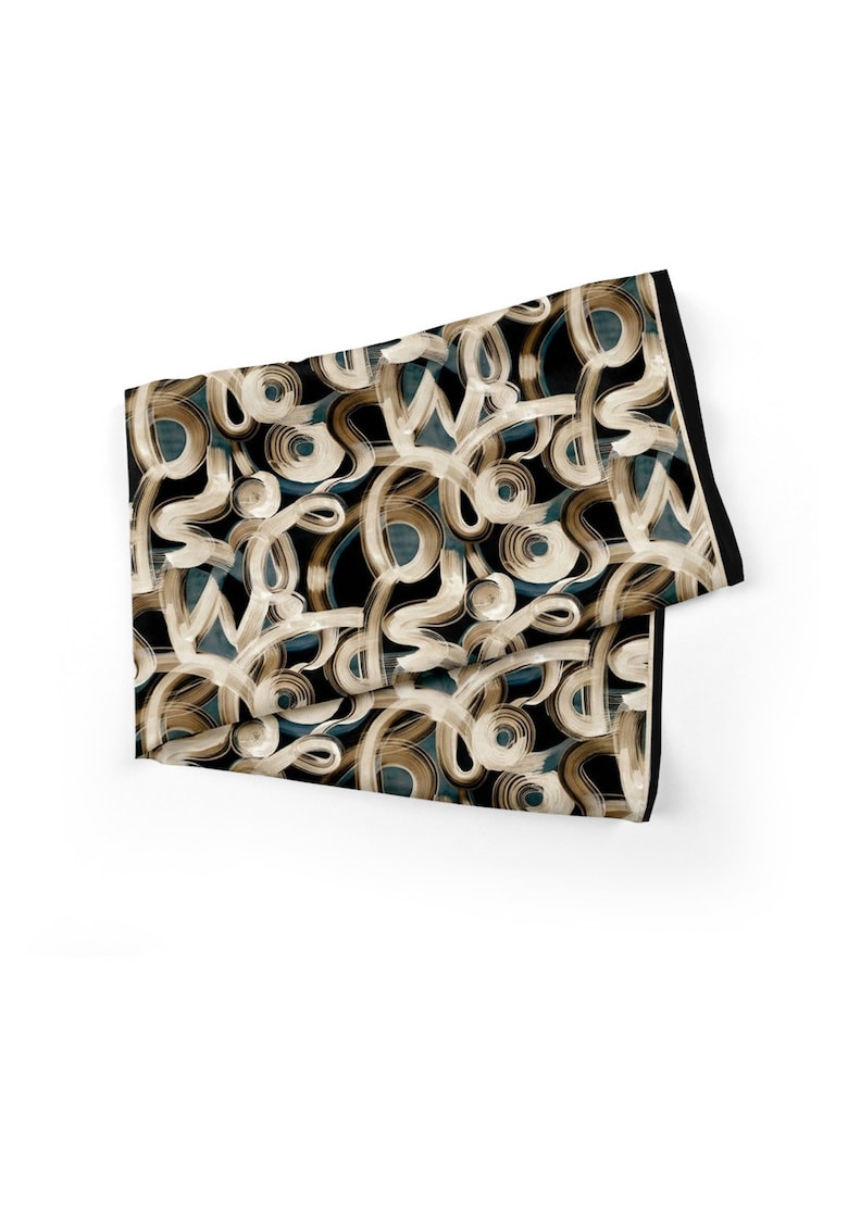 Esarfa cu model grafic bej 60x130cm