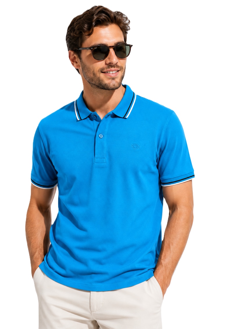 Tricou cu guler polo din bumbac cu logo discret