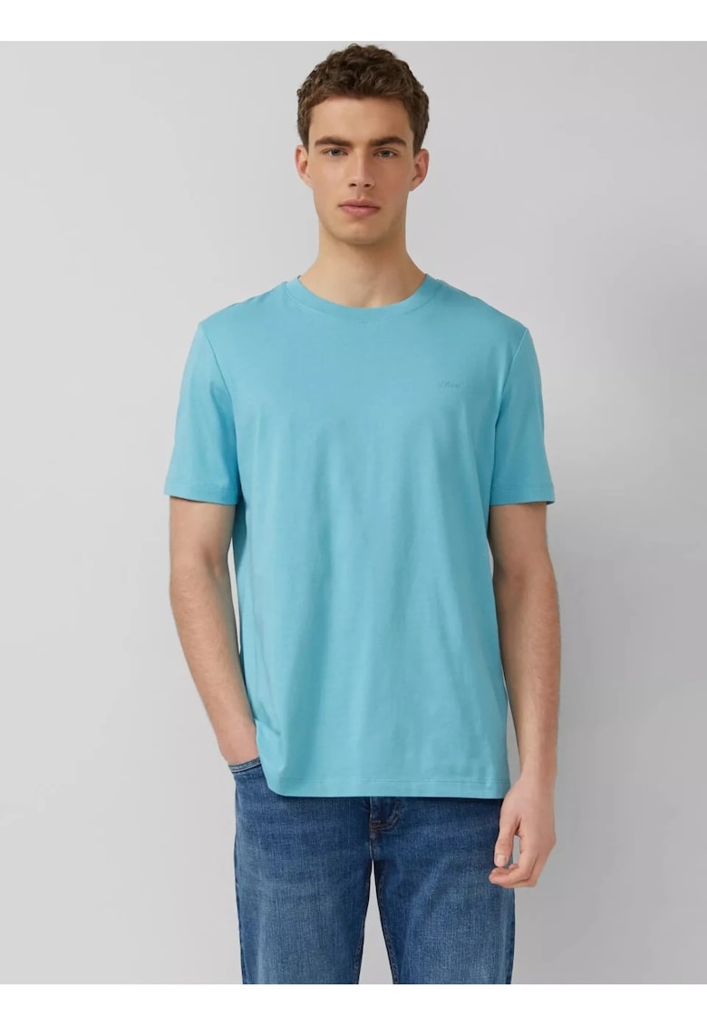 Tricou barbati din bumbac - la baza gatului - Regular fit - Turcoaz -