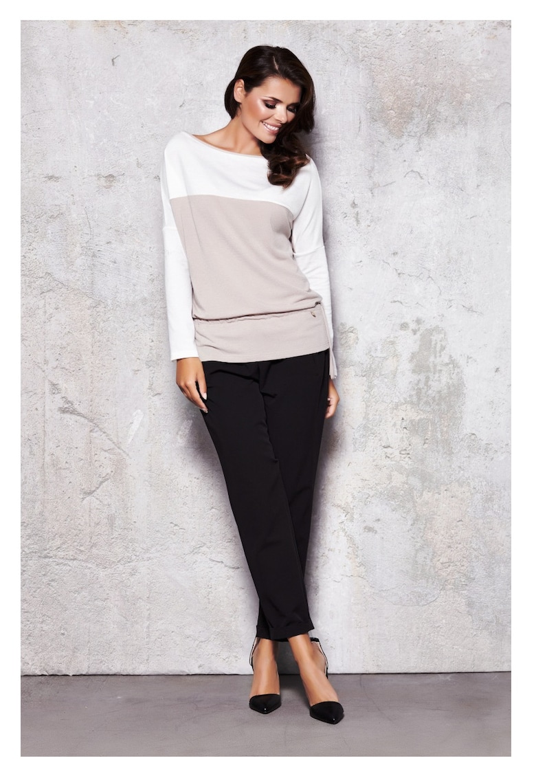 Pulover Kimono - Bej - Decolteu Barca - Croiala Lejera - Libertate Miscare - Confort Zilnic - Stil Casual Sic - Material Moale - Aspect Modern - Bej