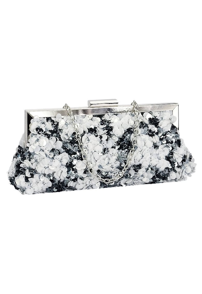 Geanta clutch alb/arginitiu cu paiete BMN-1248 06 20256 - Argintiu