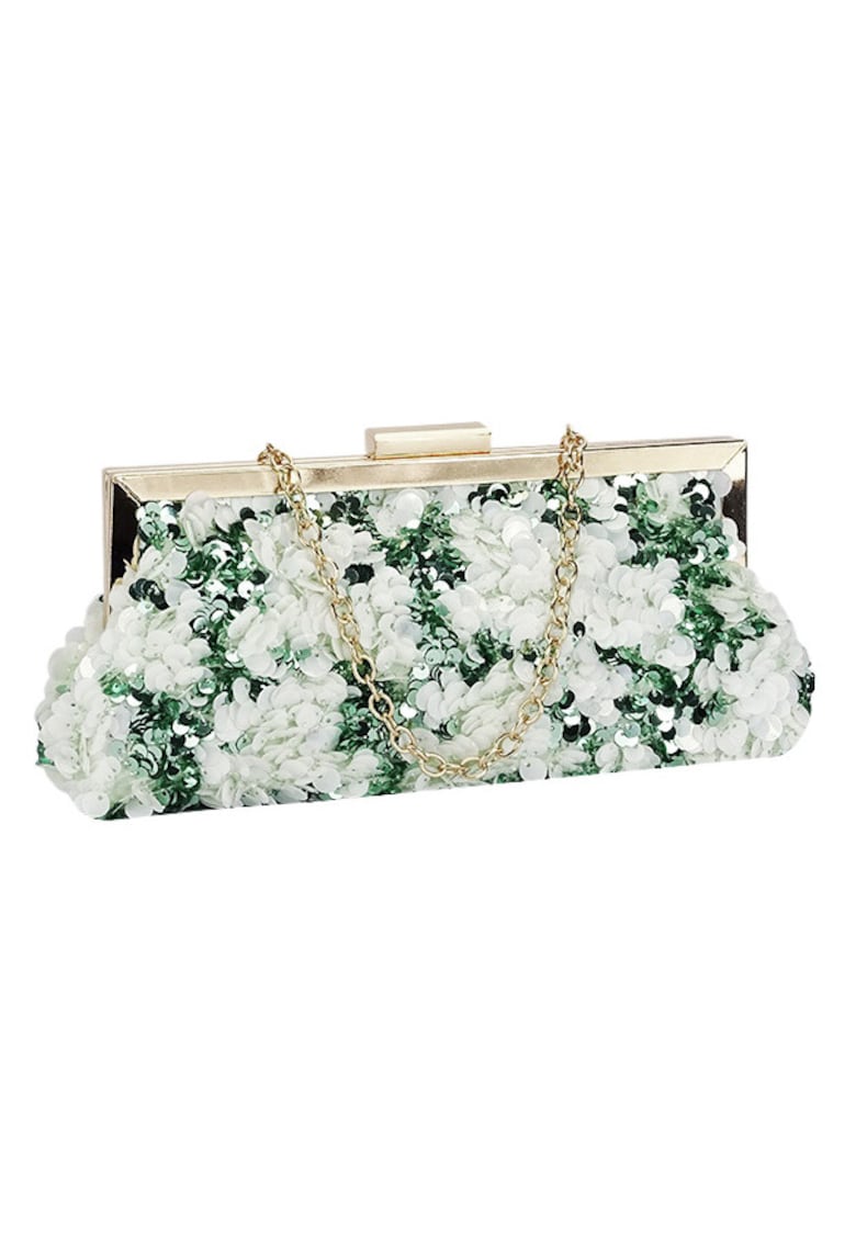 Geanta clutch alb/verde cu paiete BMN-1248 06 20258 - Verde