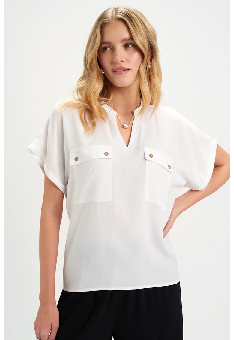 Bluza-tunica cu maneci scurte - Alb