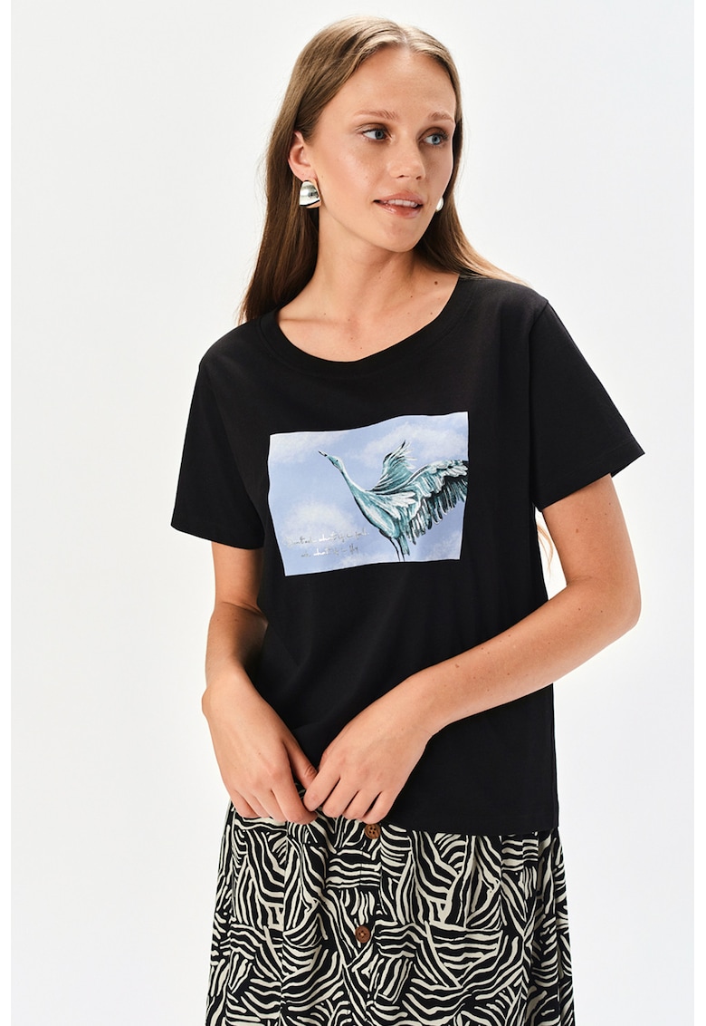 Tricou cu imprimeu grafic - Negru