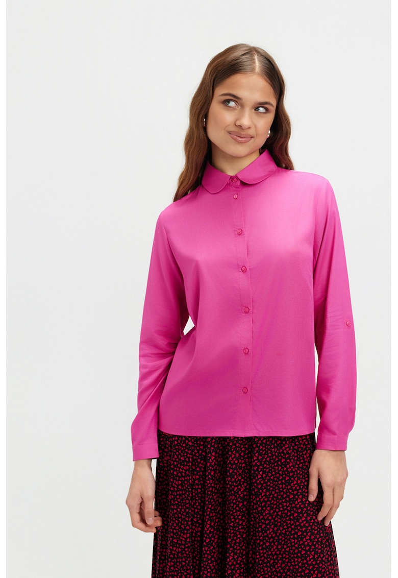 Camasa cu model uni si nasturi - Fucsia