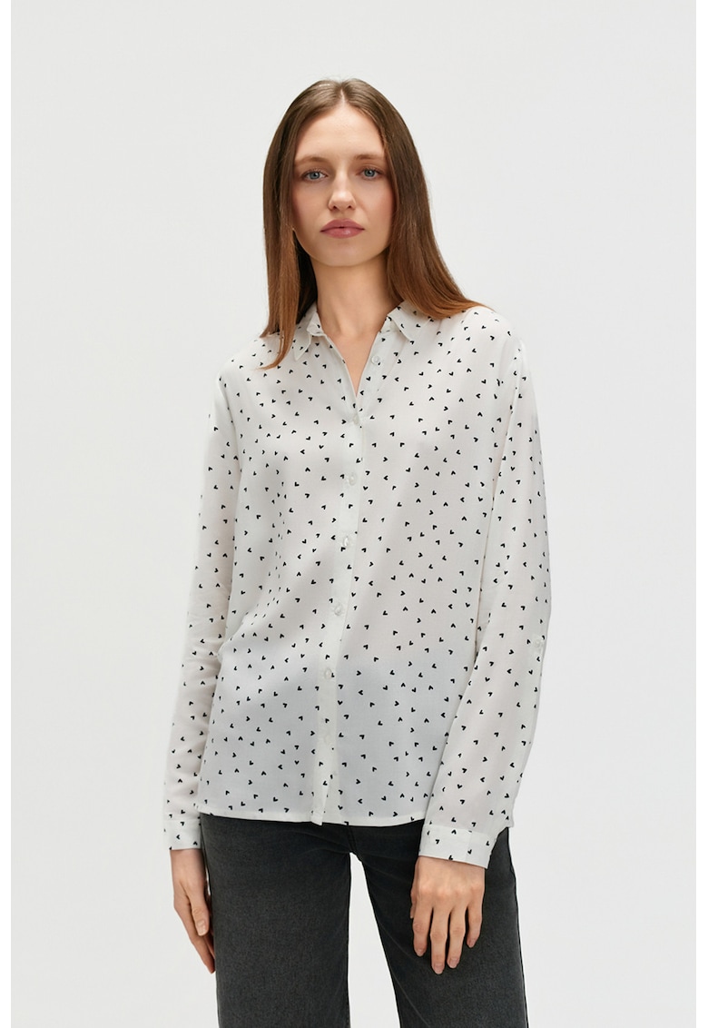 Camasa regular fit cu model - Alb/Negru