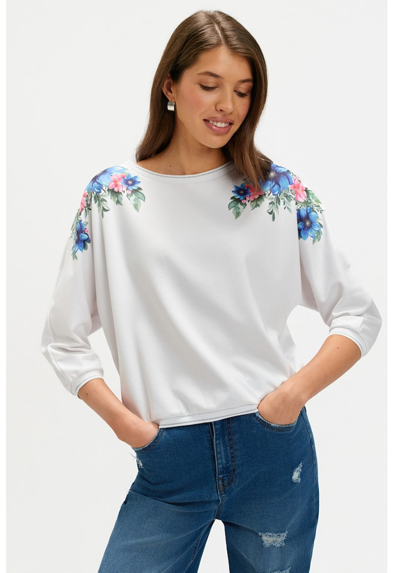 Bluza cu model floral - Alb/Albastru