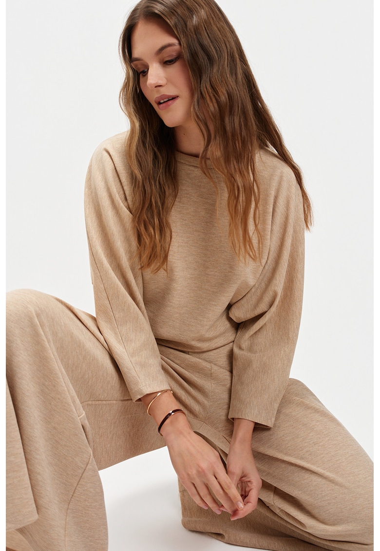 Bluza lejera cu model uni - Maro camel