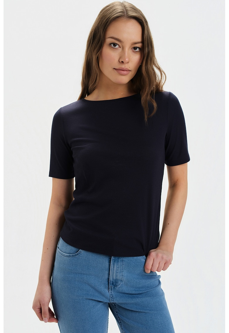 Tricou slim fit cu model uni - Albastru ultramarin