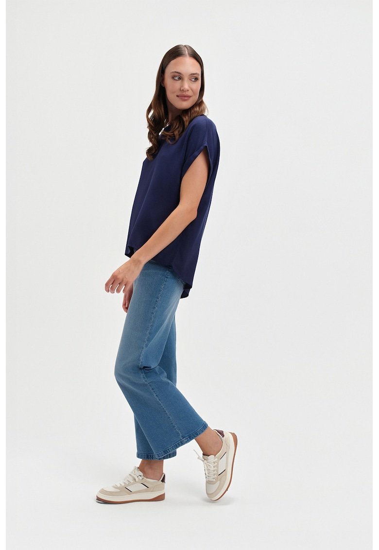 Blugi crop cu croiala evazata - Albastru