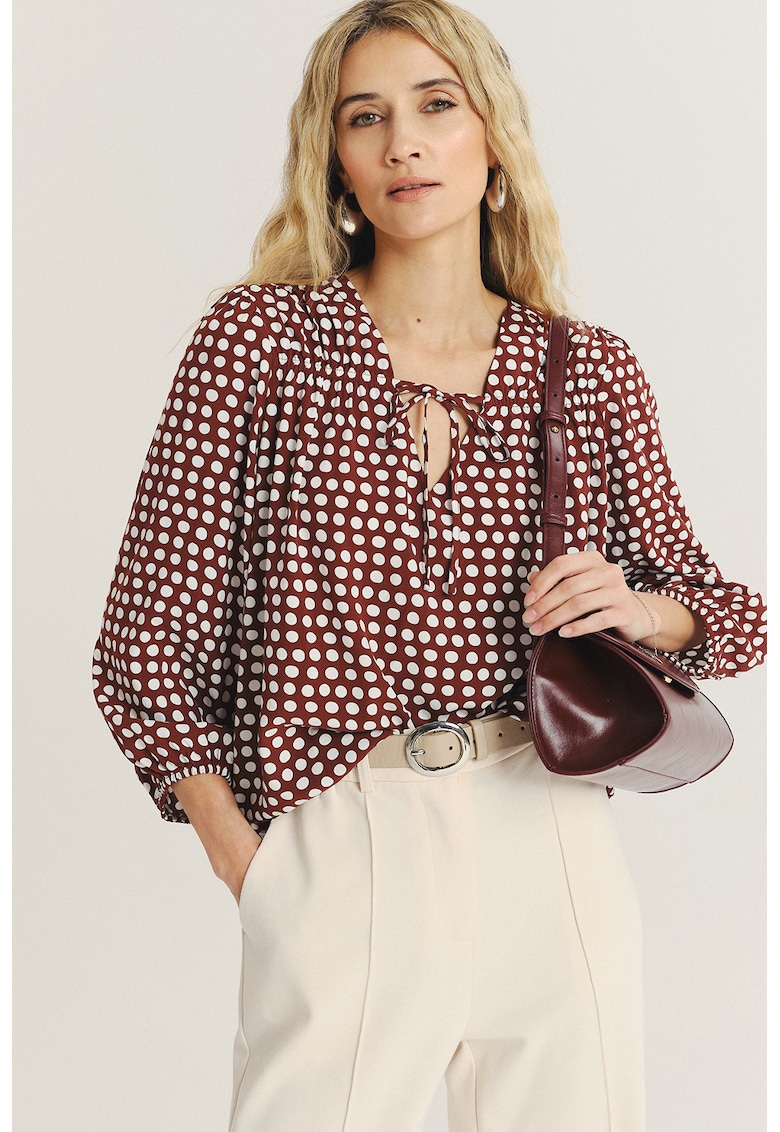 Bluza lejera cu model - Alb/Rosu inchis