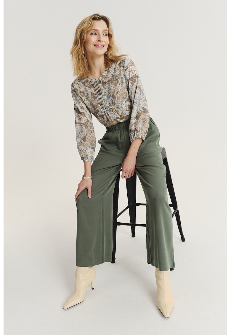 Pantaloni din lyocell cu croiala ampla - Verde stins