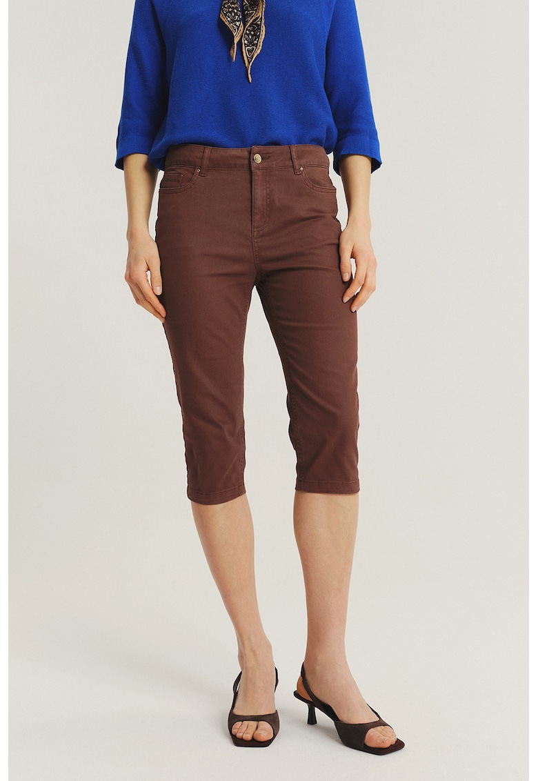 Pantaloni capri slim fit - Maro cognac