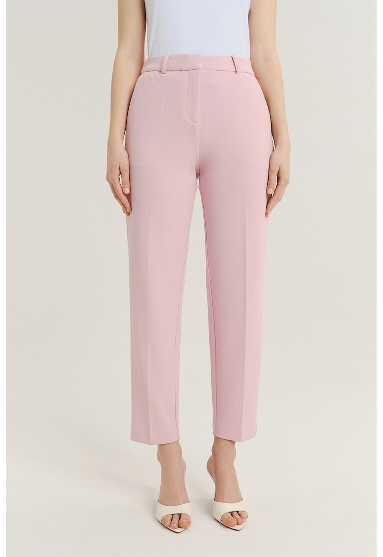 Pantaloni crop cu model uni - Nude rose
