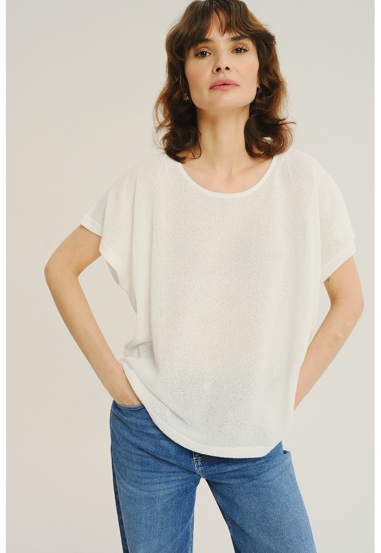 Tricou lejer cu decolteu rotund - Alb murdar