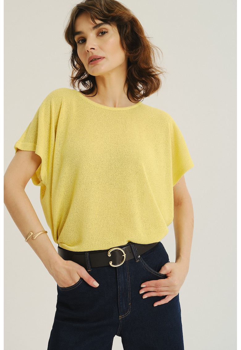 Tricou lejer cu decolteu rotund - Galben deschis