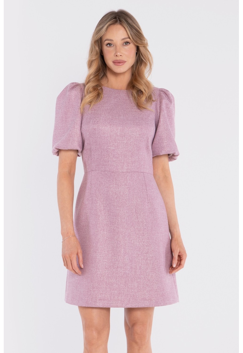 Rochie mini cu maneci bufante - - Roz prafuit