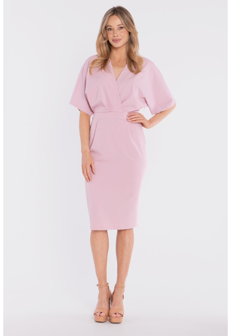 Rochie midi cu decolteu cache-coeur - concept A trois - Bej - Lila