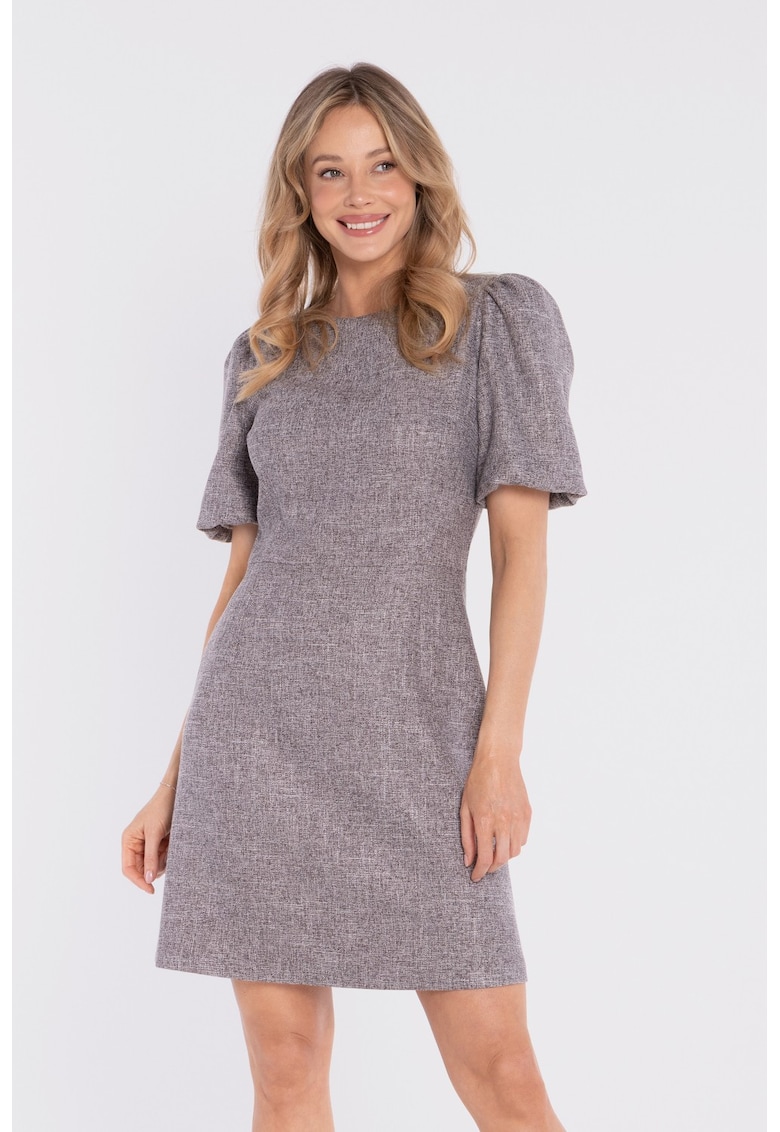 Rochie mini cu maneci bufante - - Gri grafit