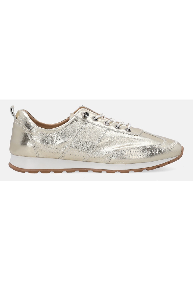 Pantofi sport din piele naturala cu aspect metalic - Auriu