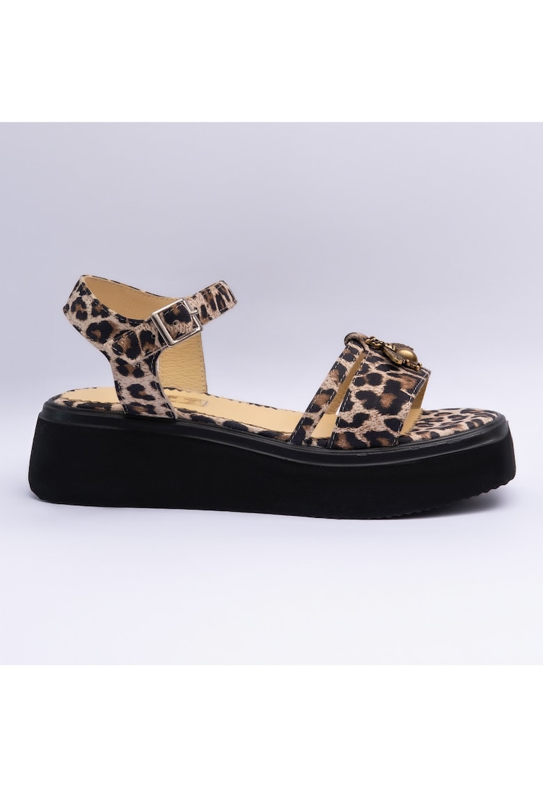 Sandale dama din piele naturala - animal print - Animal print