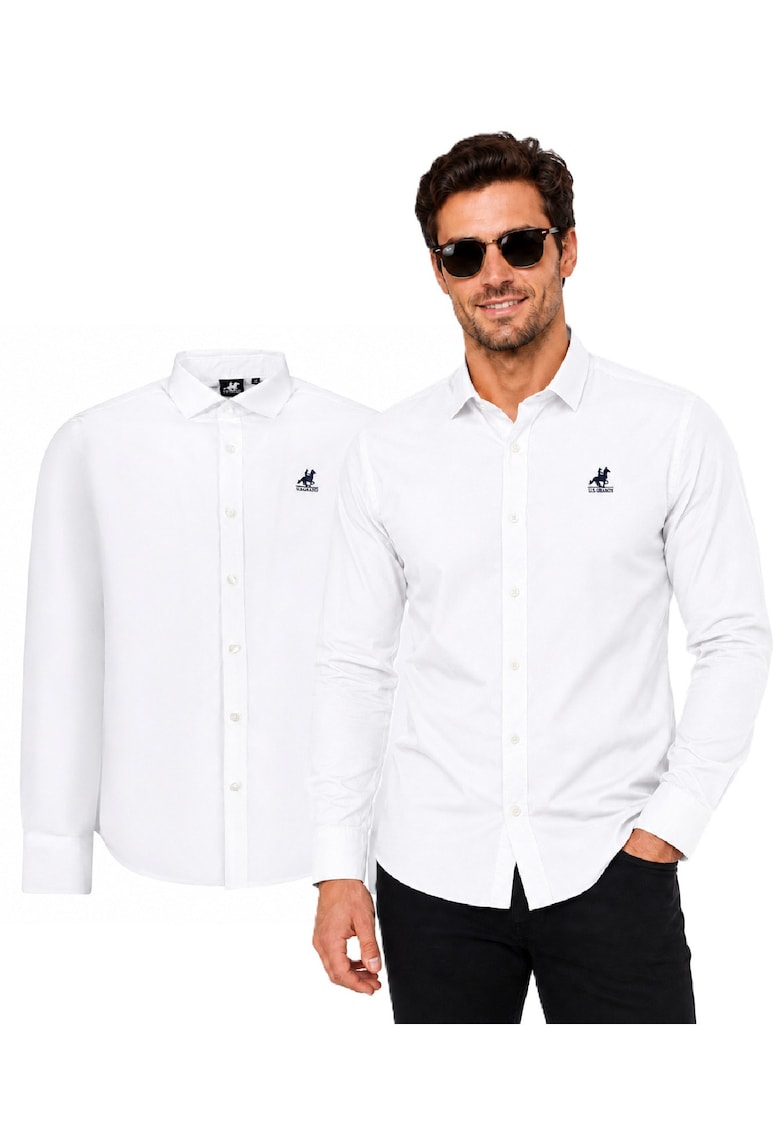 Camasa regular fit din bumbac cu detaliu logo