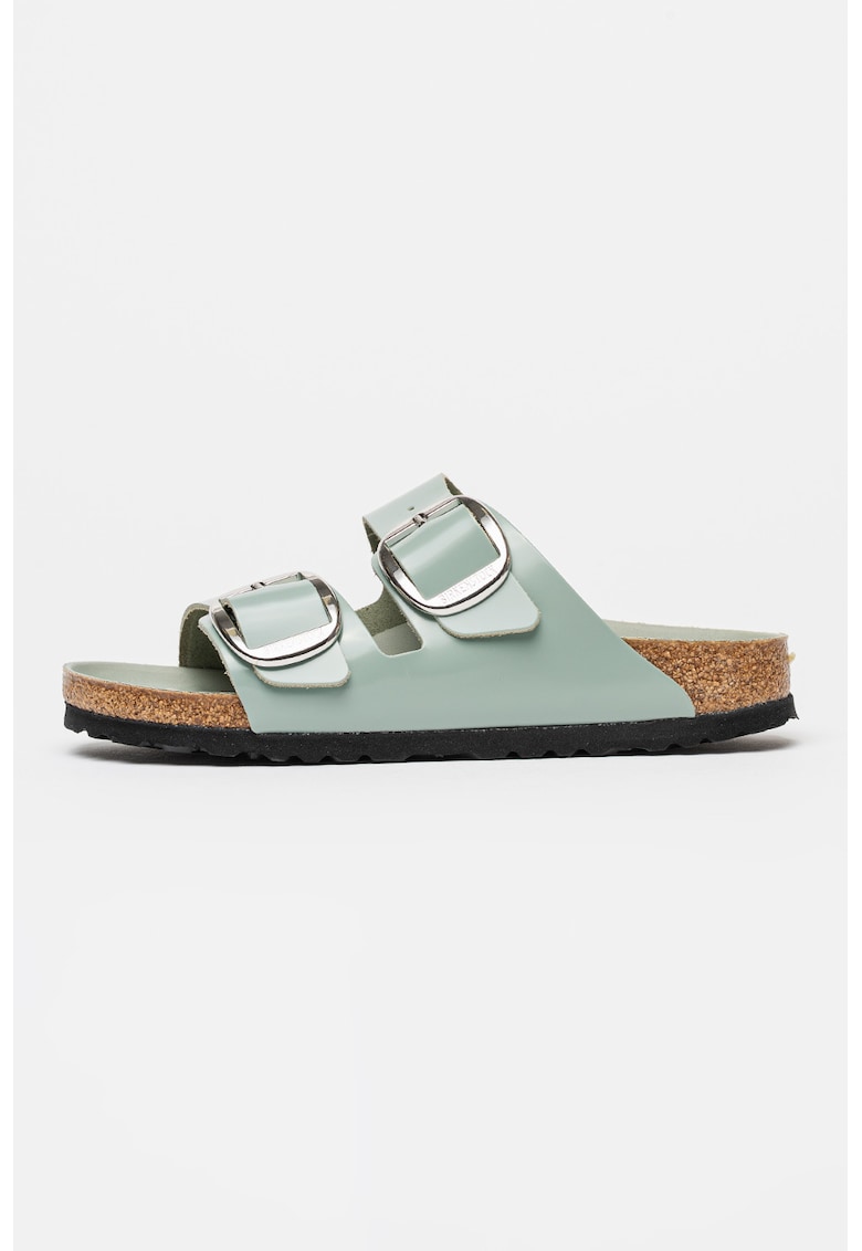 Papuci din piele cu catarame - Verde menta