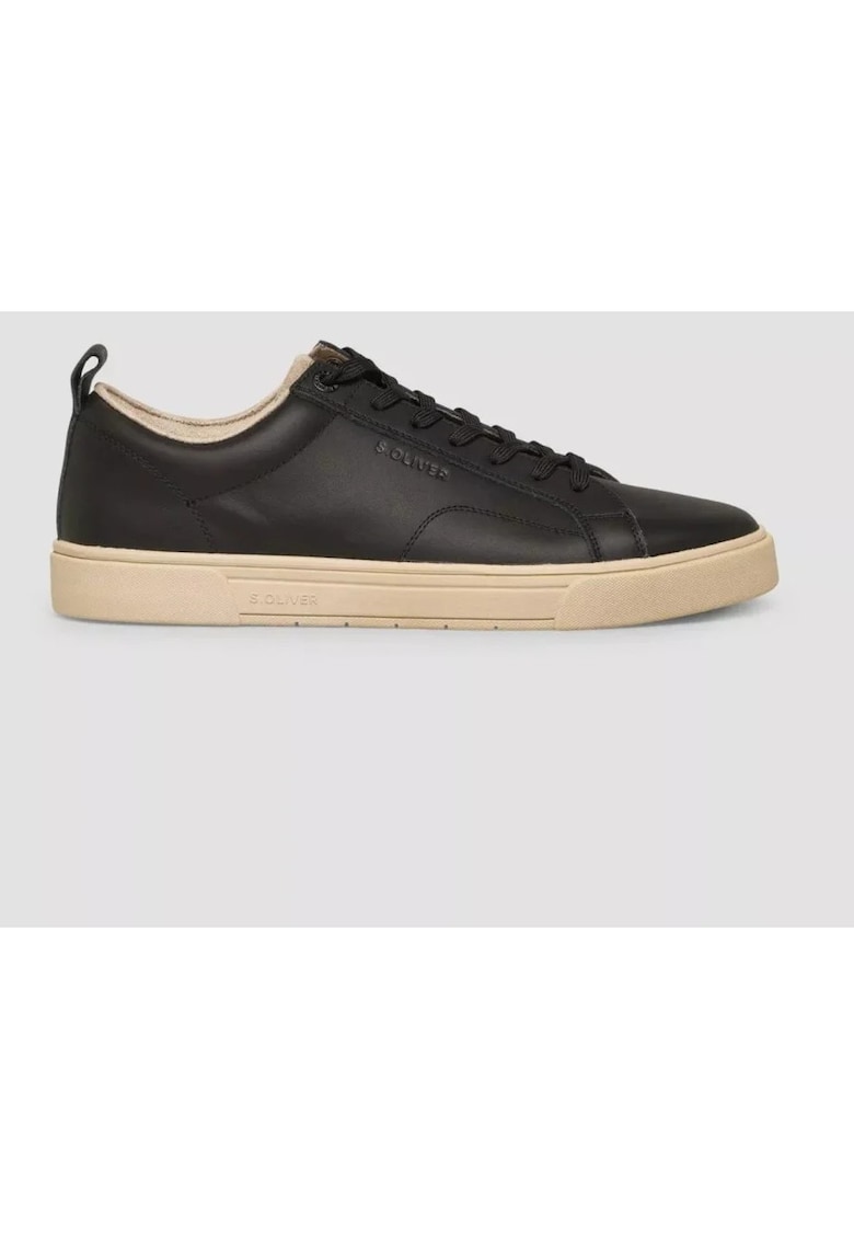 Sneakers barbati - casual din piele naturala - Negru