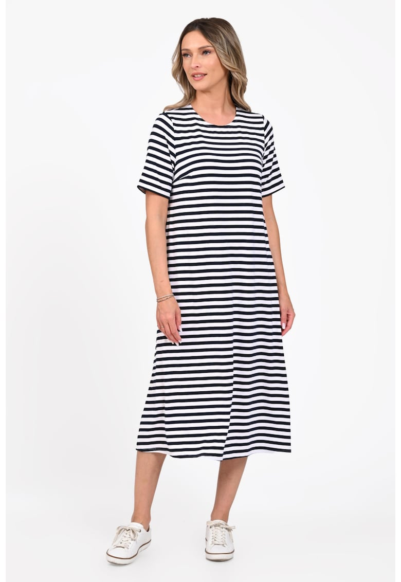 Rochie Dama - A-Line V394 - Alb/Bleumarin