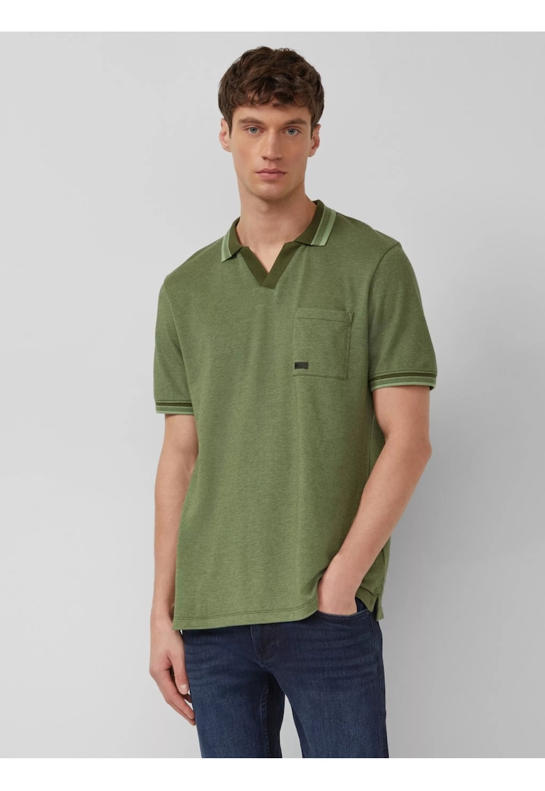 Tricou polo barbati - bumbac pique - verde inchis -