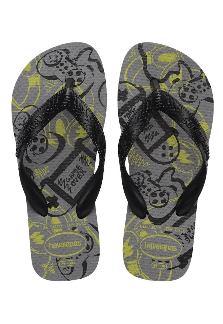 Papuci flip-flop de cauciuc cu bareta separatoare si logo in relief