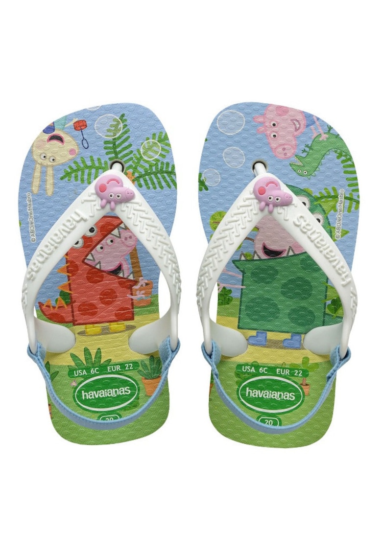 Sandale cu bareta separatoare si model Peppa Pig