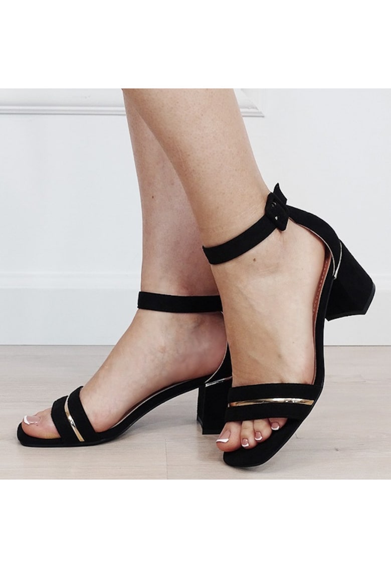 Sandale negre cu toc comod B-FF-11 M12 12800 - Negru