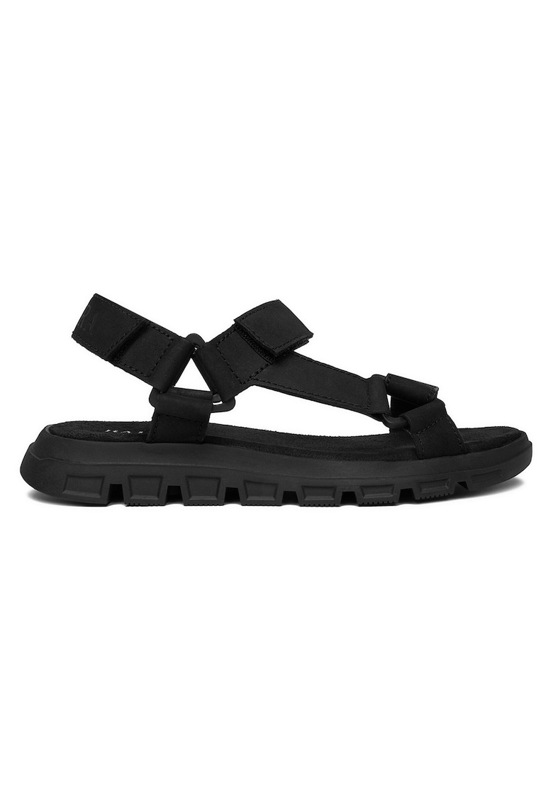 Sandale barbati inchidere velcro - negru - piele naturala nabuc