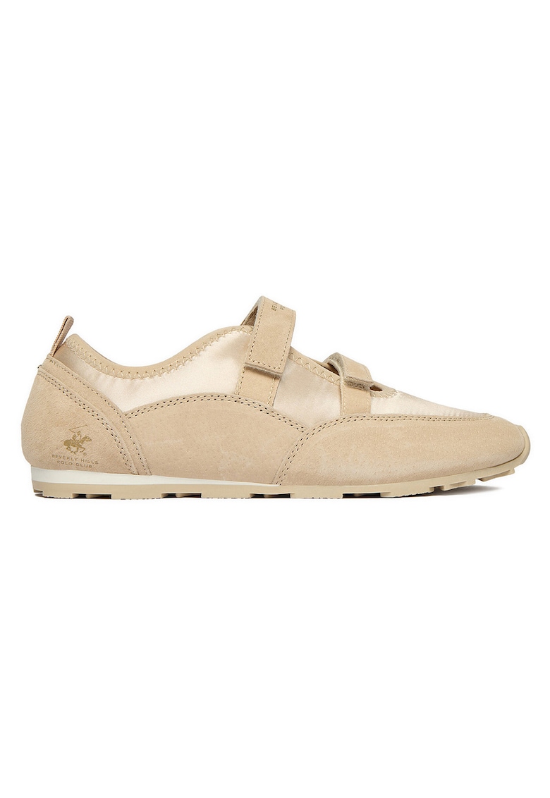 Balerini dama - piele naturala - bej - velcro