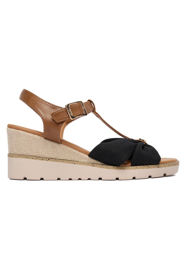 Sandale dama - negru - textil - inchidere cu catarama - Negru