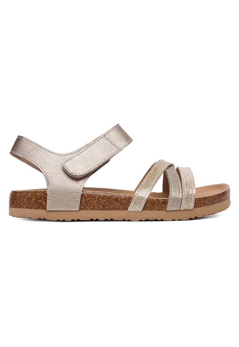 Sandale fete - auriu - piele ecologica - inchidere velcro