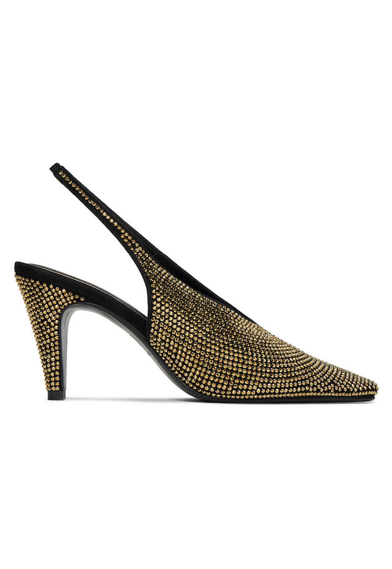 Pantofi dama - toc ascutit - negru - piele naturala -