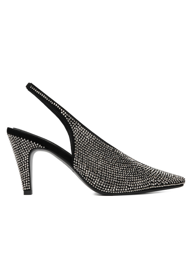 Pantofi dama - piele naturala - varf ascutit - negru -