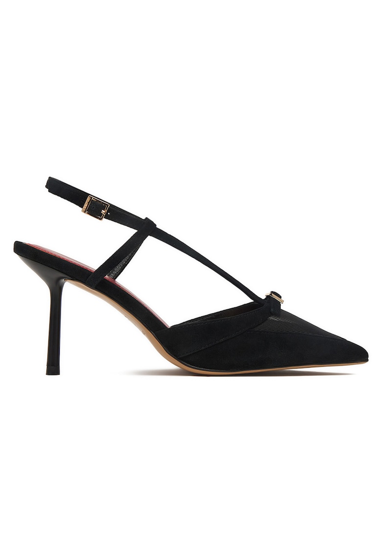 Pantofi dama - toc ascutit - negru - piele naturala -