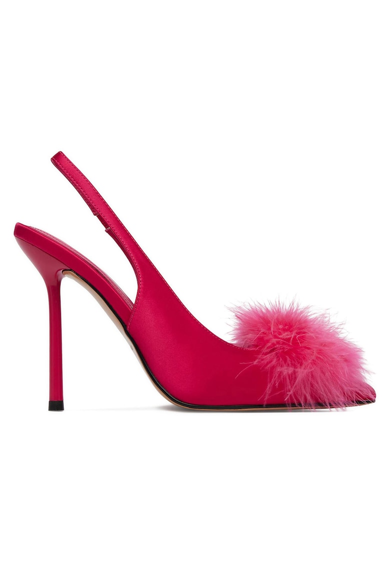 Pantofi dama - toc ascutit - roz - textil -