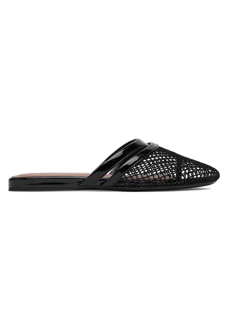 Papuci dama negru - textil si piele naturala - Negru