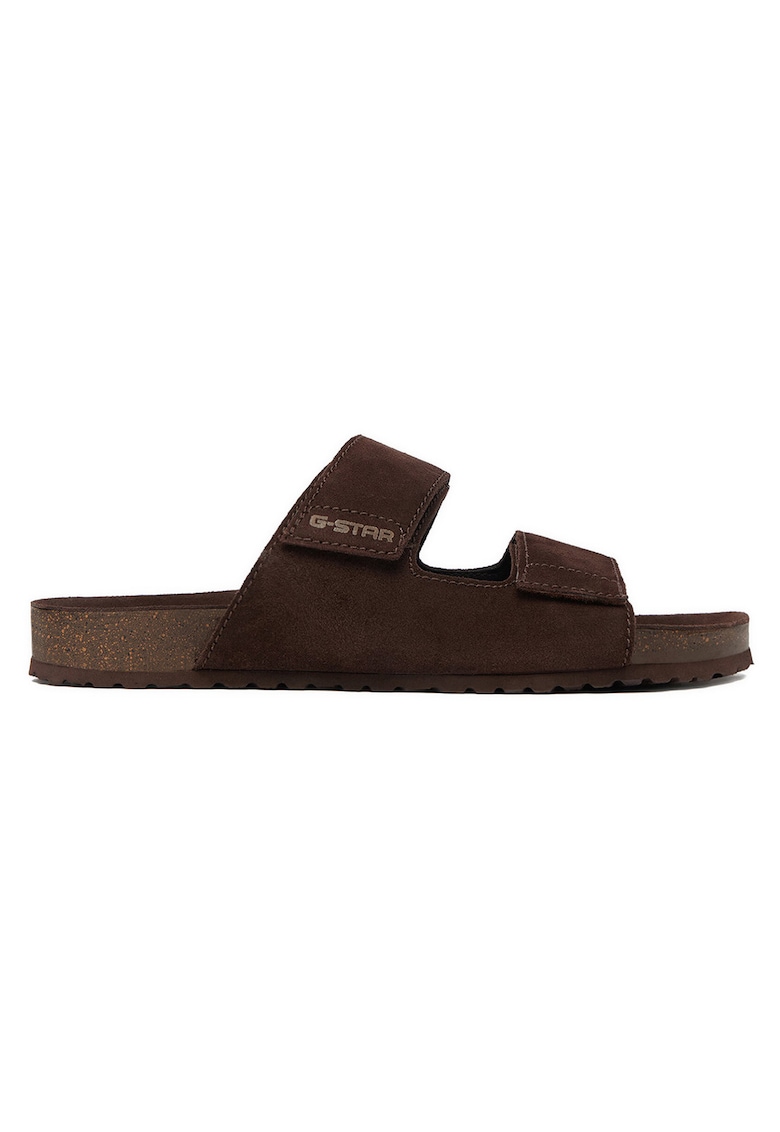 Papuci barbati G-Star Raw - piele intoarsa - confortabil - minimalist - maro