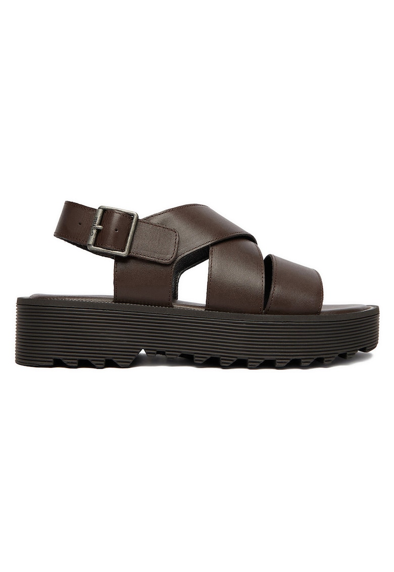 Sandale dama - catarama - piele naturala - maro -