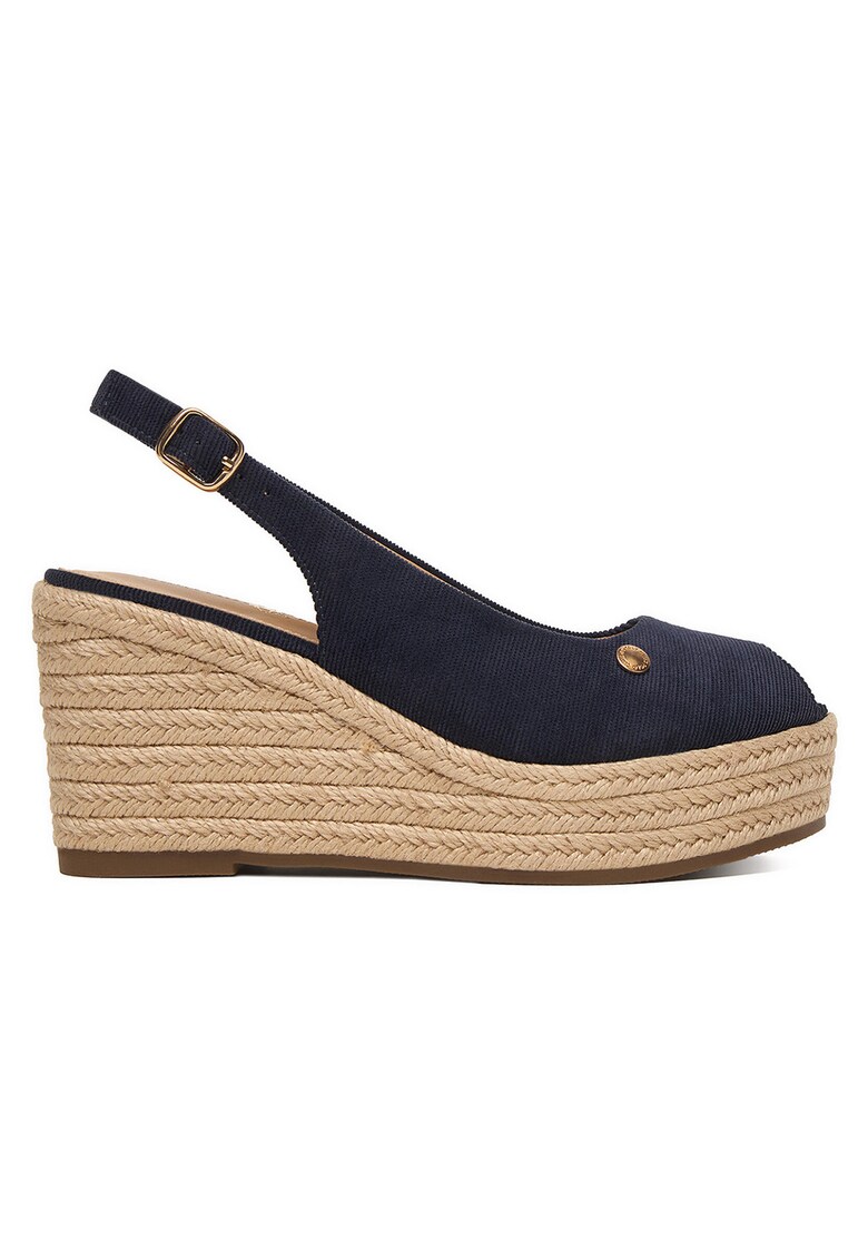 Sandale dama - espadrile - catarama - bleumarin - textil -