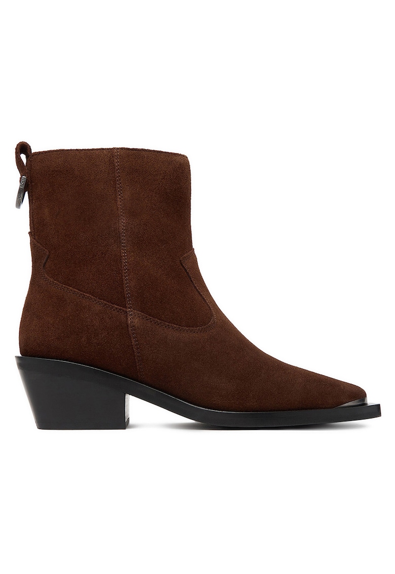 Cizme dama - cowboy - fermoar - maro - piele naturala -