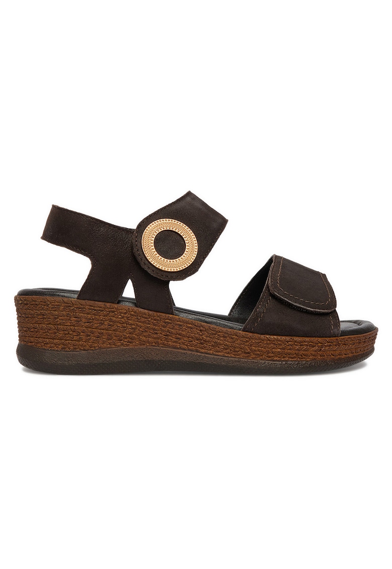 Sandale dama - piele naturala - velcro - maro